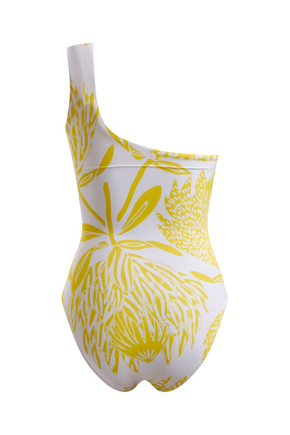 One Shoulder Swimsuit Yellow Protea