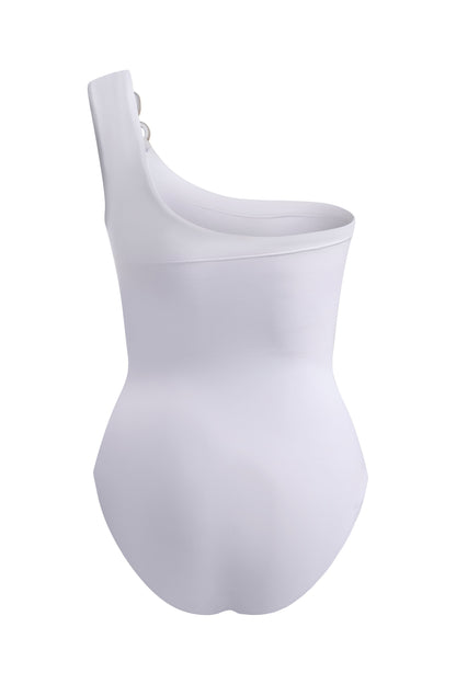 One Shoulder Swimsuit White