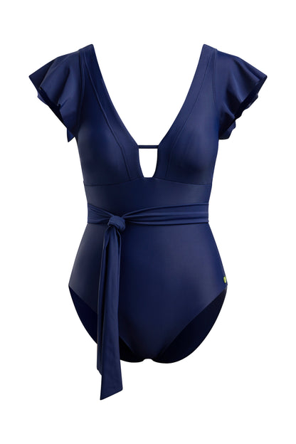 Flutter Sleeve Swimsuit Navy Blue