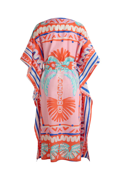 Relaxed Fit Beach Robe Pink Palm